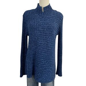 Habitat Knit Tunic Sweater Womens S Blue Long Sleeve Longline Mock Neck EUC
